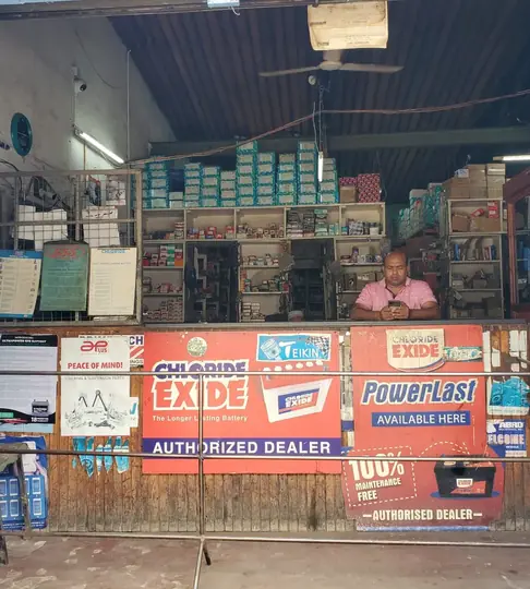 Sahajanand Spares Corner shop counter stocked with spare parts